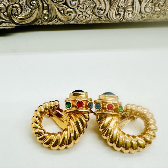 Rare Vintage Cornucopia Mogul Earrings - Picture 7 of 14